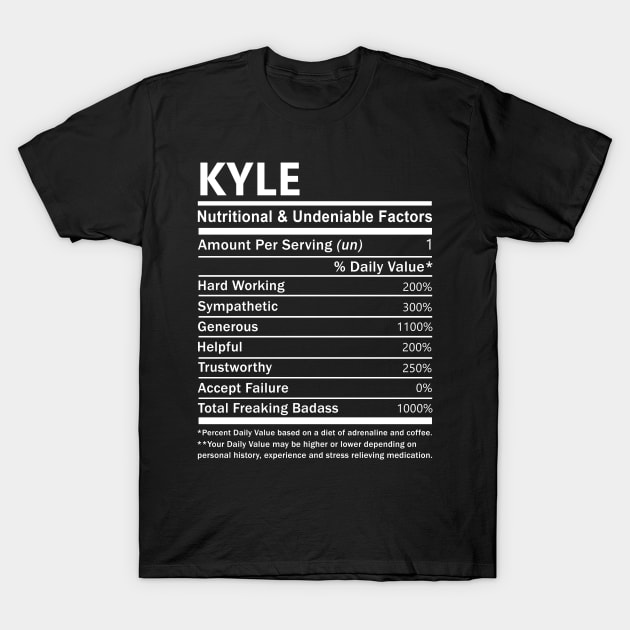 Kyle Name T Shirt - Kyle Nutritional and Undeniable Name Factors Gift Item Tee T-Shirt by nikitak4um